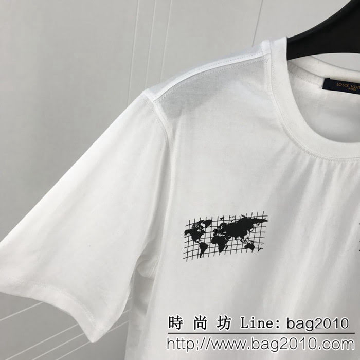 LV路易威登 19FW早春新款 地圖圖案 澳鑽短袖 情侶款 ydi1559